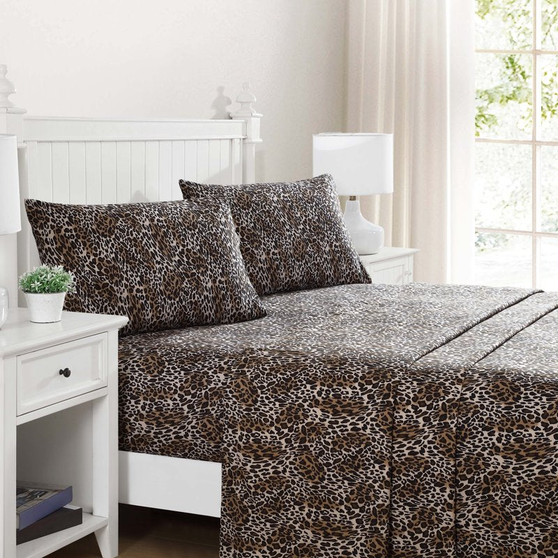 Beatrice Home Fashions Whimsical Leopard Print Sheet Set - King Size