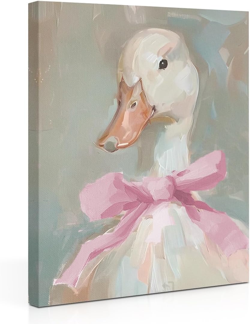 Skiennix Cute Duck Canvas Wall Art - Framed Aesthetic Decor for Animal Lovers | 11.5x15 Inches