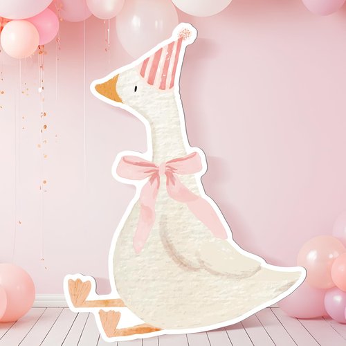 Croblissful One Silly Goose Party Decorations 1st Birthday Backdrop Duck Animal Background Prop for Birthday Baby Shower Party Supplies (Pink,Goose)