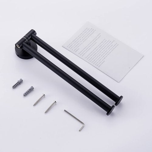 KES Black Swivel Towel Bar for Bathroom 9-Inch Swing Out Double Towel Bar 2-Arm Kitchen Wall Mounted SUS 304 Stainless Steel Matte Black, A2106S23-BK