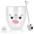Binoster Unicorn Mug Cute Mugs Glass Double Wall Insulated Glass Espresso Cup, Coffee Cup, Tea Cup, Milk Cup, Kawaii Gifts, for women girls friends, Christmas Birthday (Unicorn)