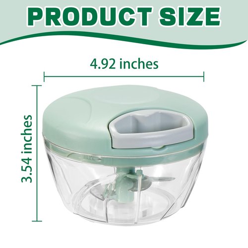 Manual Food Processor Vegetable Chopper,‌ Portable Hand Pull String Garlic Mincer Onion Cutter for Veggies, Suitable for Vegetables, Ginger, Garlic, Fruits, Onion, Potato, Salad (Green 500 ml)