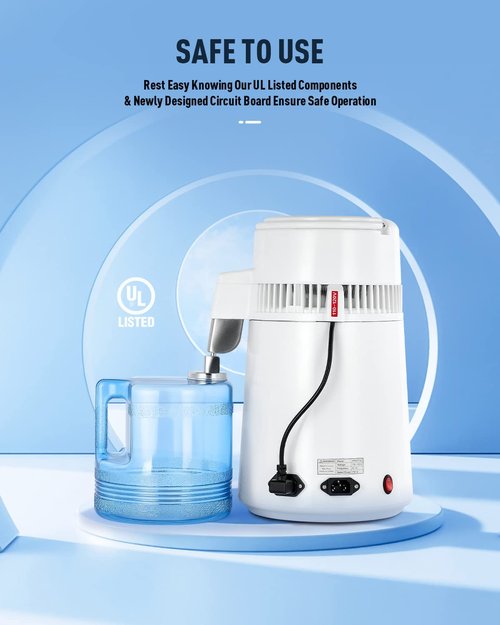 CO-Z 1.1 Gallon Water Distiller, 750W Countertop Home Office Countertop Distiller Water Making Machine, 4L Distilled Clean Water Maker, Distill Distilling Water Purifier Distillers, Pure Water Maker