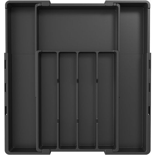 Lifewit Silverware Drawer Organizer, Expandable Utensil Tray for Kitchen, BPA Free Plastic Flatware and Cutlery Organizer, Adjustable Storage for Spoons Forks, Fits 8.9-14.3x11.3-19.3x1.7 Inch, Black