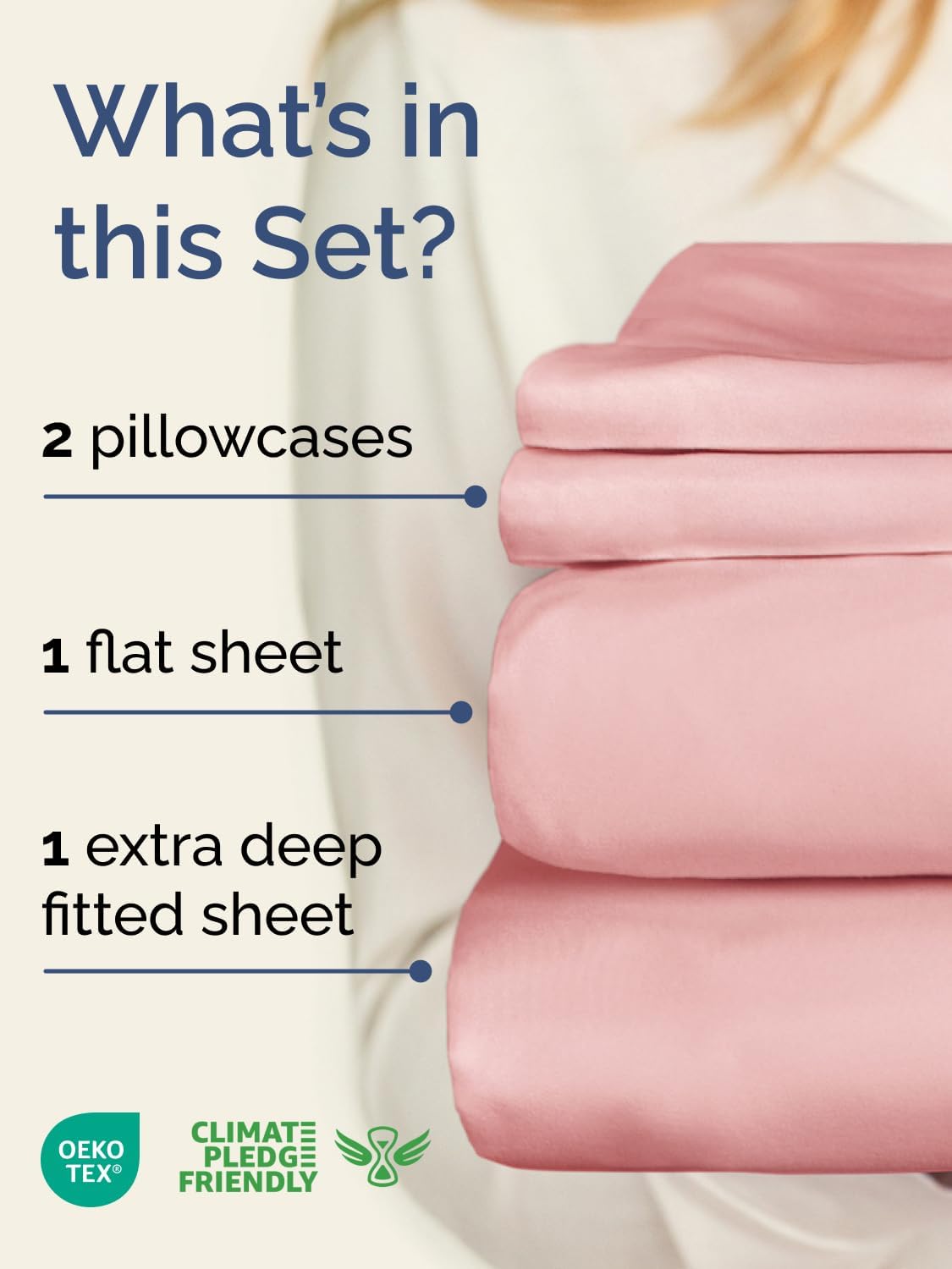 Skiennix Extra Deep Twin Sheet Set - 4 Piece Breathable Cooling Bedding - Soft Wrinkle-Free Baby Pink