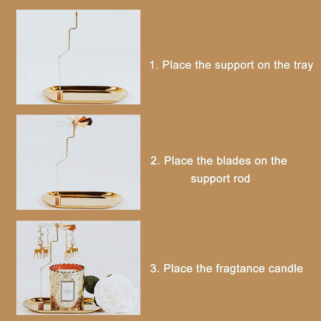 UCINNOVATE Christmas Spinning Candle Holder - Deer Rotating Candlestick Set for Romantic Home Decor | Golden