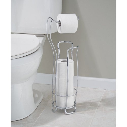 iDesign Axis Steel Free-Standing Toilet Paper Storage Dispenser - 8" x 6.5" x 24.5", Chrome