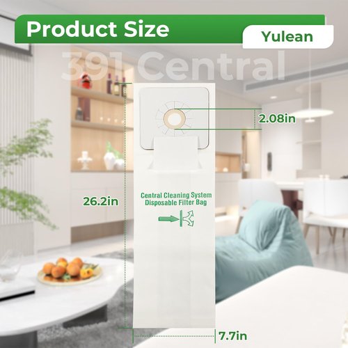 3 Pack 391 Central Vacuum Bags Compatible with Nutone Cental 391, 3918, 44186, CV350, CV351, CV352, CV353, CV400, CV450, CV553, CV653, CV750 Models
