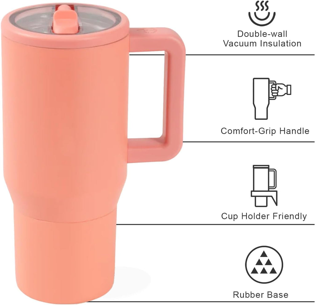 Skiennix 20 Oz Insulated Tumbler - Leak Resistant with Handle & Flip Straw | Travel-Friendly Cream