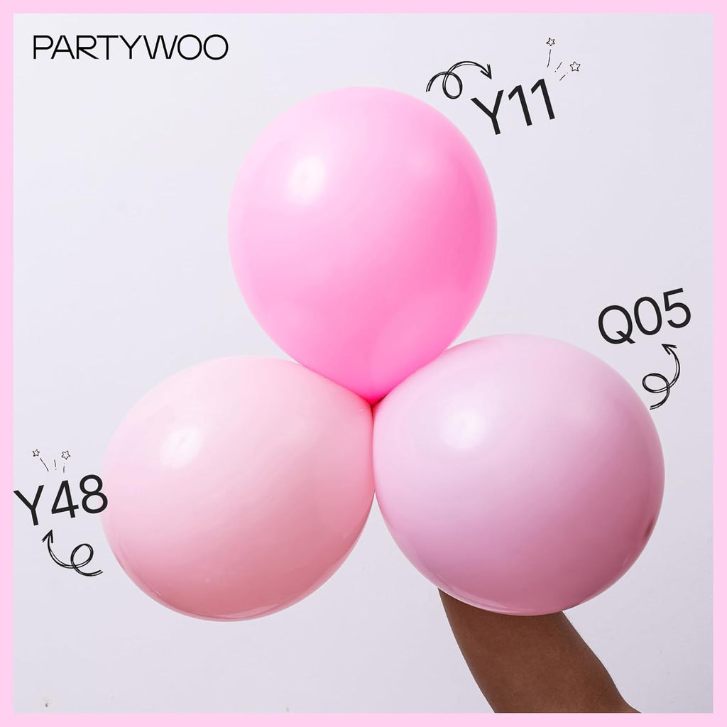 PartyWoo Baby Pink Balloons - 50pcs 5 Inch Pastel Latex Helium Balloons for Baby Showers & Parties