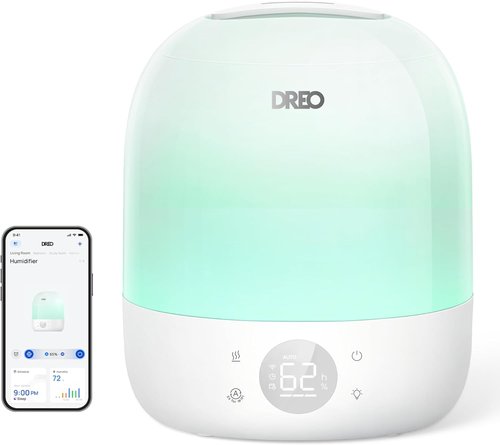 DREO Cool Mist Humidifier - Ultra Quiet 28dB with 30H Runtime & RGB Night Light | Smart Top Fill for Bedroom & Nursery