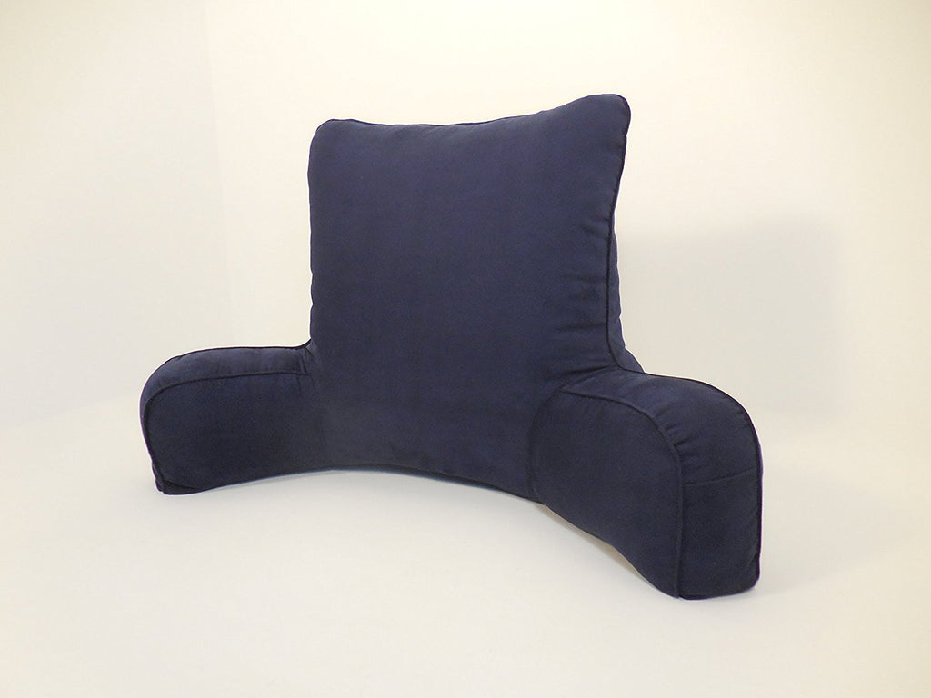 Arlee Suede Oversized Bedrest Lounge Pillow, Reading Pillow for Bed, Back Support Pillow with Arms, Eclipse