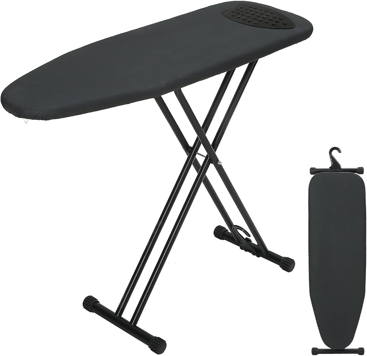 RAINHOL Ironing Board - Compact Full-Size 43x13 with Heat-Resistant Silicone Pad | Easy Storage & Adjustable Height - Black