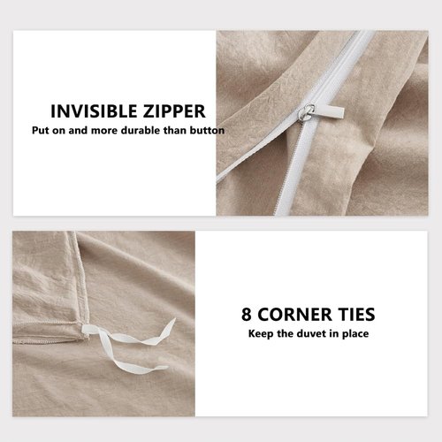 100% Washed Cotton Weighted Blanket Cover, Linen Feel Duvet Cover for Weighted Blanket 60"x80", Plain Simple Cotton Heavy Blanket Duvet Cover (Beige, 60"x80")