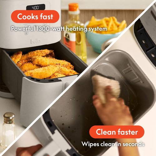 Bella 4Qt Slim Air Fryer - EverGood™ Ceramic Nonstick, Adjustable Temp, 6 Cooking Presets, Oatmilk