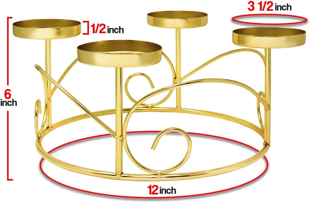 Skiennix Christmas Advent Wreath Ring | Elegant Gold Candle Holder for Pillar Candles - Holiday Centerpiece Decor