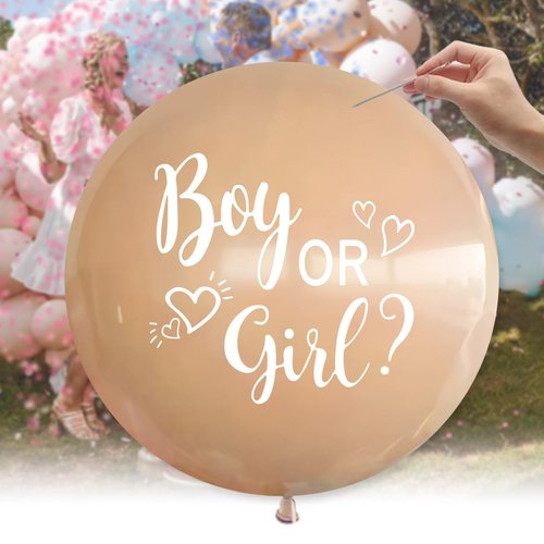 Lopeastar 36Inch Gender Reveal Balloon, Gender Reveal Ideas Neutral Boy or Girl Balloons with Pink Blue Confetti for Revelacion de Sexo de Bebe