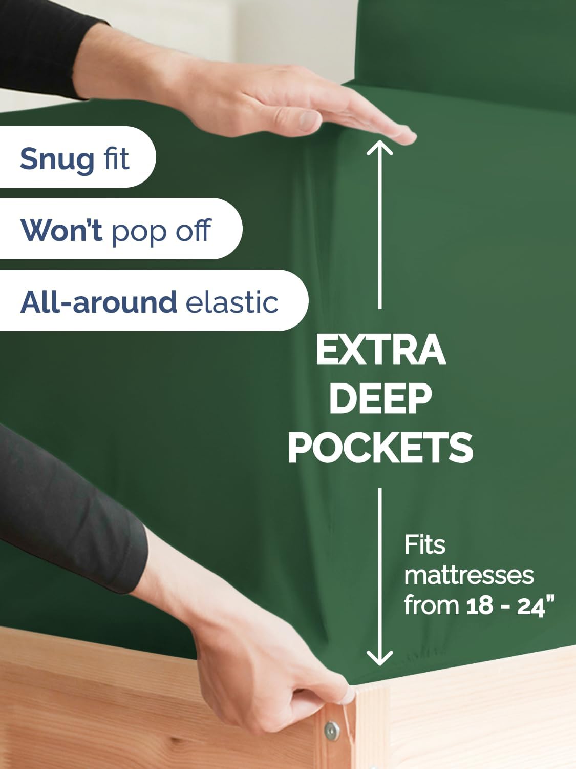 Skiennix Extra Deep Queen Sheet Set - 6-Piece Breathable Cooling Bedding - Soft Wrinkle-Free Emerald Green