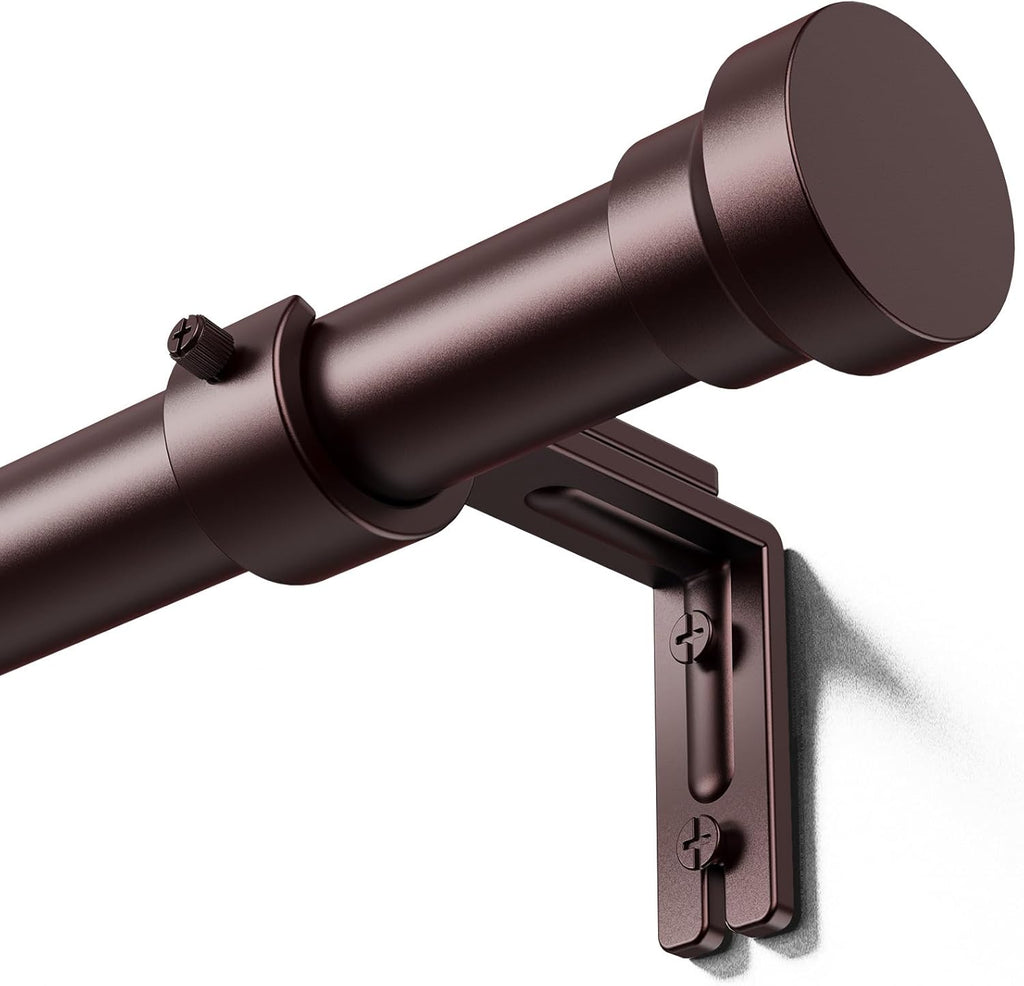 YaFex Adjustable Curtain Rods - Heavy Duty 1 Inch, 32-118 Inch, Modern Bronze Design, Easy Installation