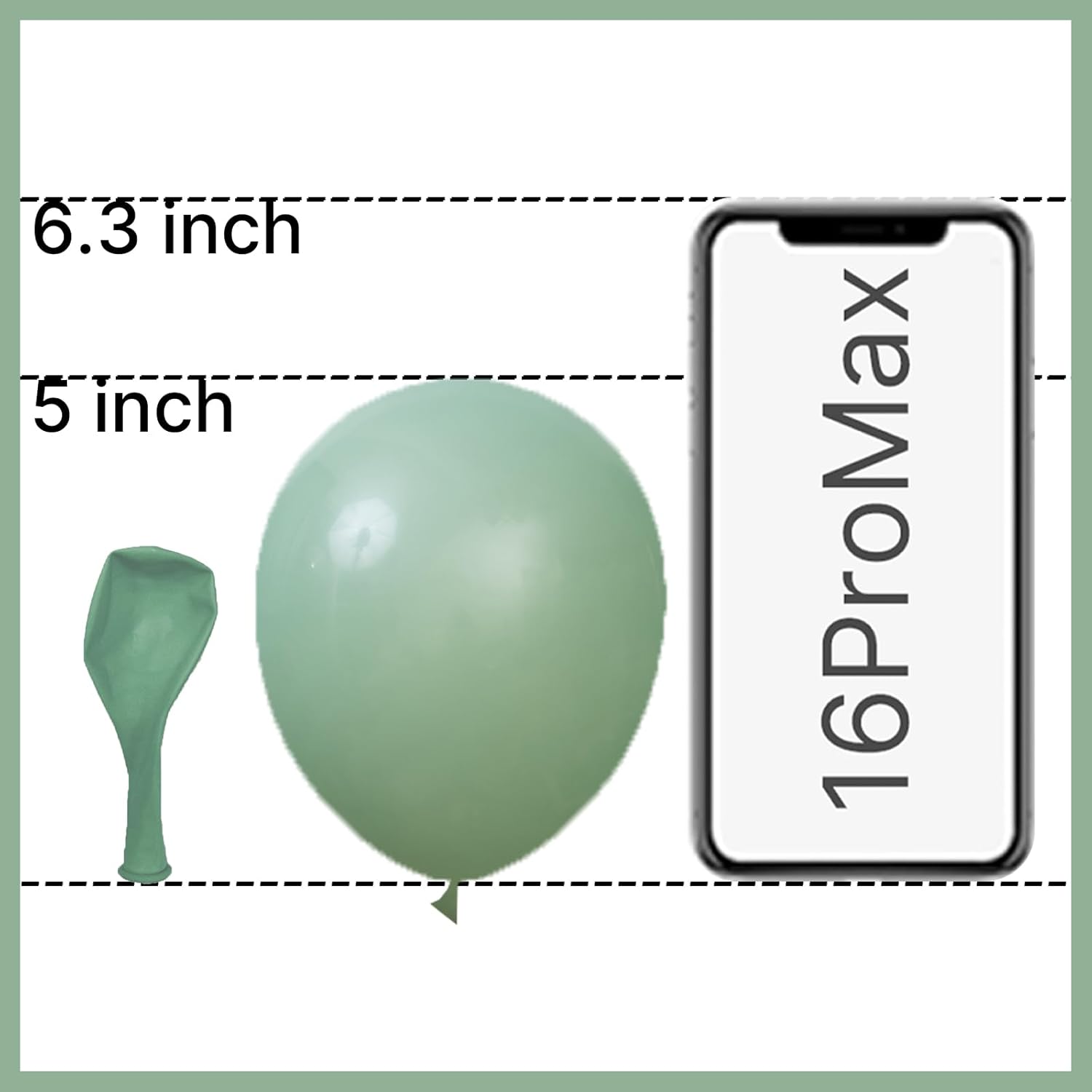PartyWoo Dusty Green Balloons - 50 Pcs Mini Matte Sage Olive Latex for Weddings & Parties | 5 Inch