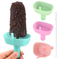 WMKGG Silicone Popsicle Holders for Kids, 4 Pack Reusable Drip-Free Ice Pop Stick Holder with Straw Brush, Fit Standard and Wide Sized Sticks Drip Free Popsicle