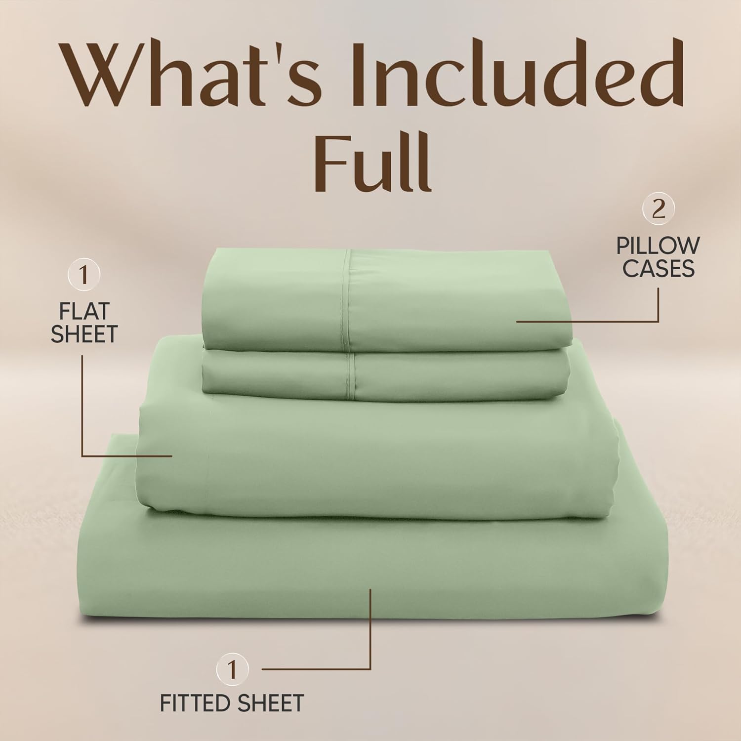 Utopia Bedding Full Sheet Set - Soft & Breathable 4-Piece Microfiber Bed Sheets for Full Size Bed | Sage