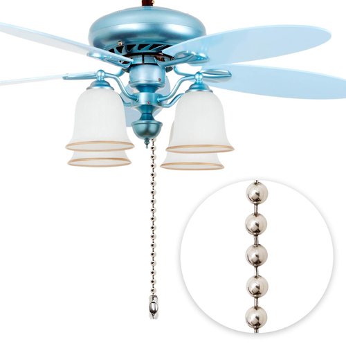 Ceiling Fan Pull Chain Extenders – 16 ft 3.2 mm Stainless Steel Ball Chain with 20 Connectors, Fan and Light Pull Chain Extension for Fixtures