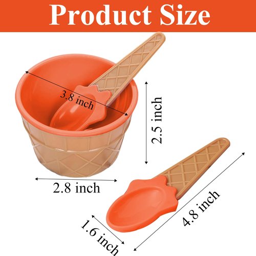 RICHSC-PAN 20 Pack Ice Cream Bowls, Cartoon Candy Color Ice Sundae Cups with Spoon. Multi-Color Reusable, Perfect for Summer Ice Cream Events and Gift Bags for Kids.