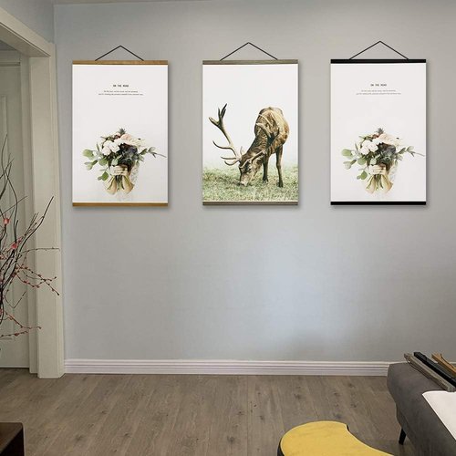 Miaowater Magnetic Wooden Poster Frames - 2 Pack for 10x14, 10x20, 10x13 Photos | Light Teak Wood Design