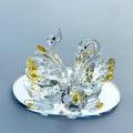 Skiennix Handcrafted Crystal Swan Figurine - Elegant Decorative Glass Sculpture for Home & Gifts (Golden)