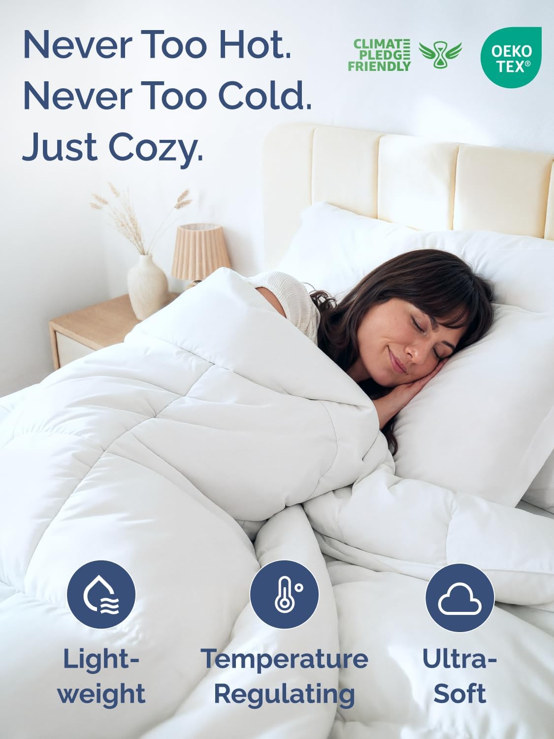 Regine Switzerland Queen Size White Alternative Down Comforter - Warm, Lightweight & Breathable All-Season Bedding