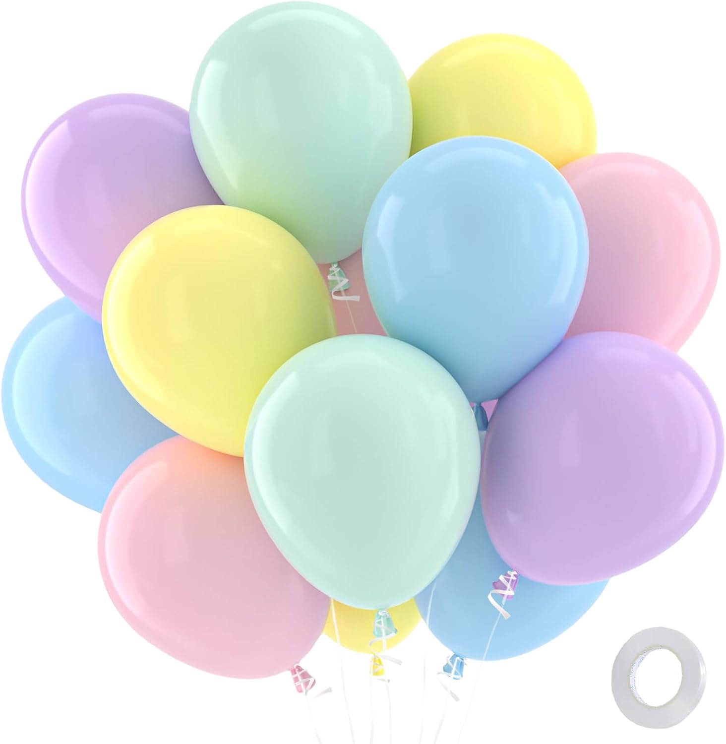 Patimate Pastel Balloons - 100 Pack 12-Inch Round Macaron Color Latex Balloons for Parties & Events