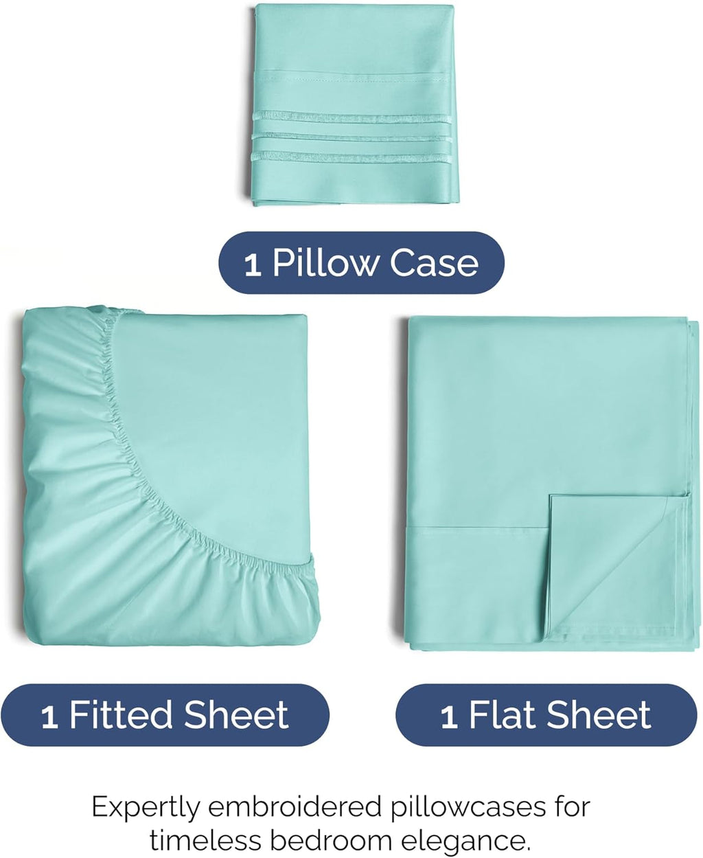 Regine Switzerland Twin XL Sheet Set - Comfy Cooling Bed Sheets - Luxury Hotel Quality - Deep Pockets, Soft, Wrinkle-Free - Spa Blue