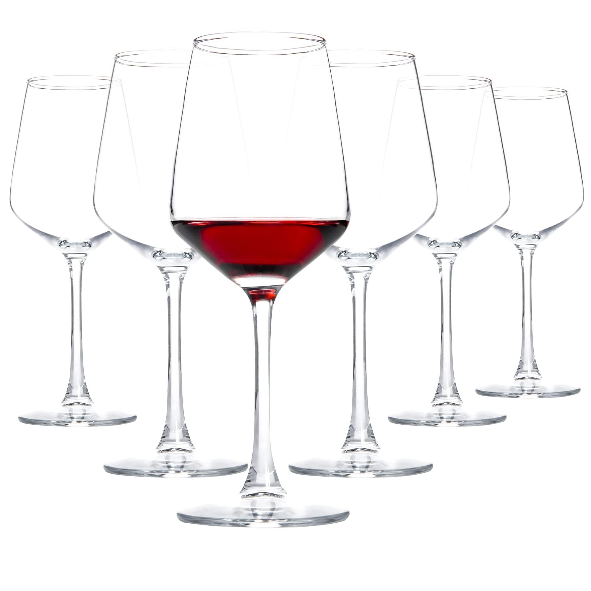 HAKEEMI Red/White Wine Glasses Set of 6, 12 oz Clear Wine Glasses with Stem, Dishwasher Safe