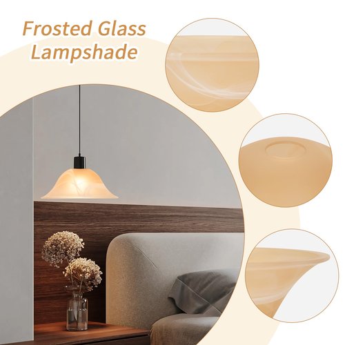 Glass Lamp Shade Replacement for Torchiere Floor Lamps，Lamp Shade for Floor Lamp Compatible with E26 Socket, Standing Lamp Replacement Shade, Alabaster Glass Bowl Shade,E26 Socket Not Include (Amber)