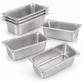 YOUNTHYE 6 Pack 1/3 Size Hotel Pans, 4 Inch Deep Stainless Steel Steam Table Pans for Chafing Dishes, Buffet, Catering, Restaurant Food Prep and Storage