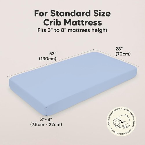 KeaBabies Organic Crib Sheets - 2-Pack Fitted Jersey Cotton for Baby Bed | Soft & Breathable 52x28 (Blue Flax)