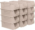 Akro-Mils Plastic Storage Bins - Space-Saving Stackable Organizers for Garage & Pantry | 11" L x 4" W x 4" H, Stone, 12-Pack