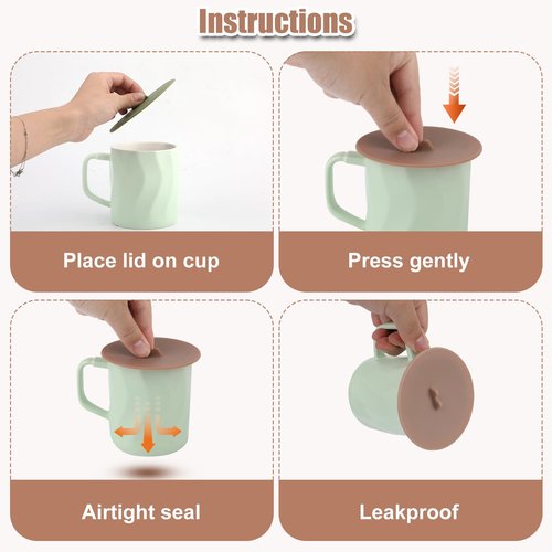 6pcs Silicone Cup Lids, 3.93 Inch Diameter Colorful Mug Cover Anti-dust Airtight Hot Cup Lids Universal Reusable Drink Covers for Tea Cups Mugs and Coffee Cup