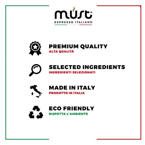 MUST, 100 Coffee Capsules in 100% Recyclable Aluminum, Lungo Blend Intensity 5/8, 10 Packs of 10 Capsules, Compatible with Nespresso Machine, Made in Italy