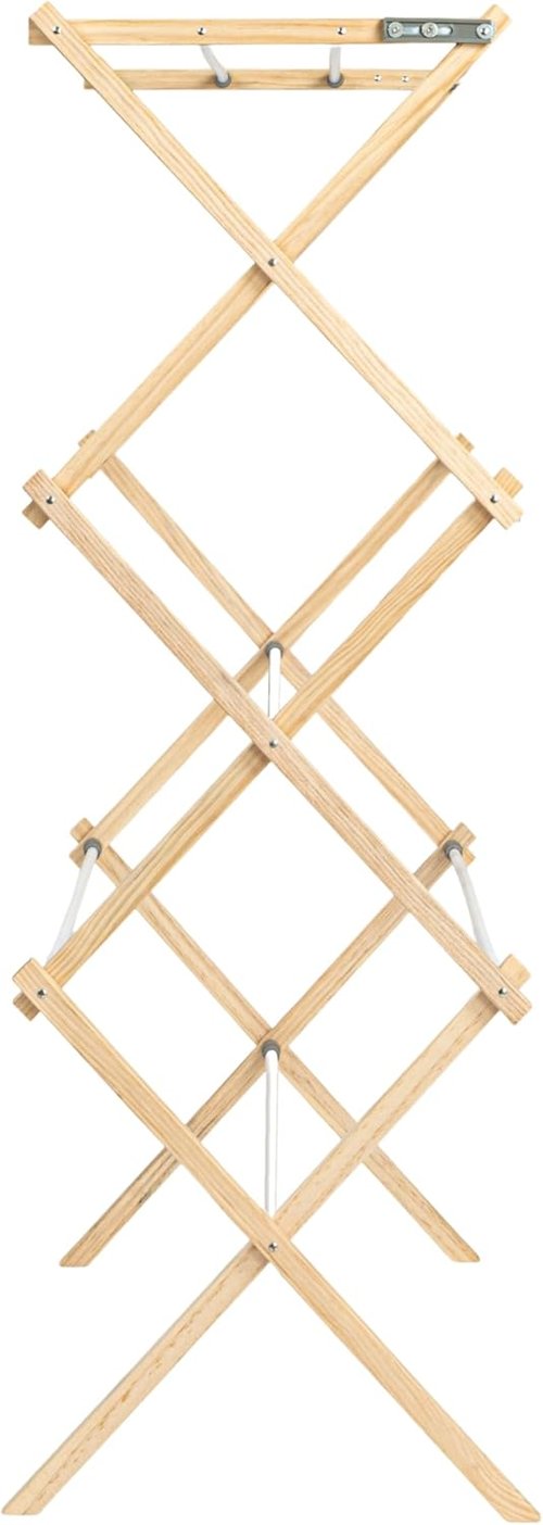 Household Essentials X-Frame Clothes Drying Rack - Sturdy Wood Frame with 23.8 Feet Hanging Space | Easy Assembly, Natural Finish