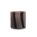 Bloomingville Round Glass Candle Holder/Vase with Stripes, Grey and Purple