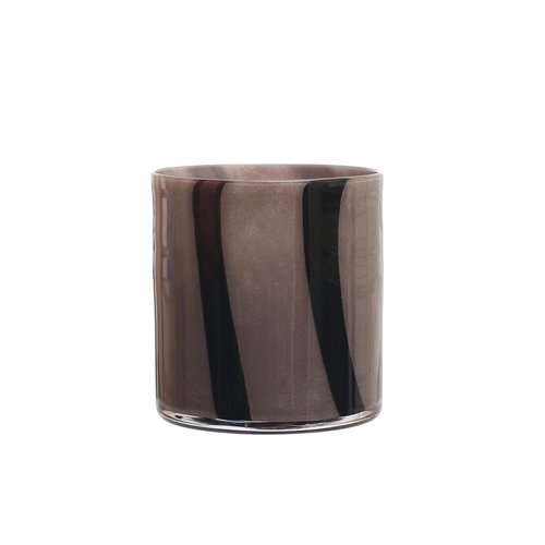 Bloomingville Round Glass Candle Holder/Vase with Stripes, Grey and Purple
