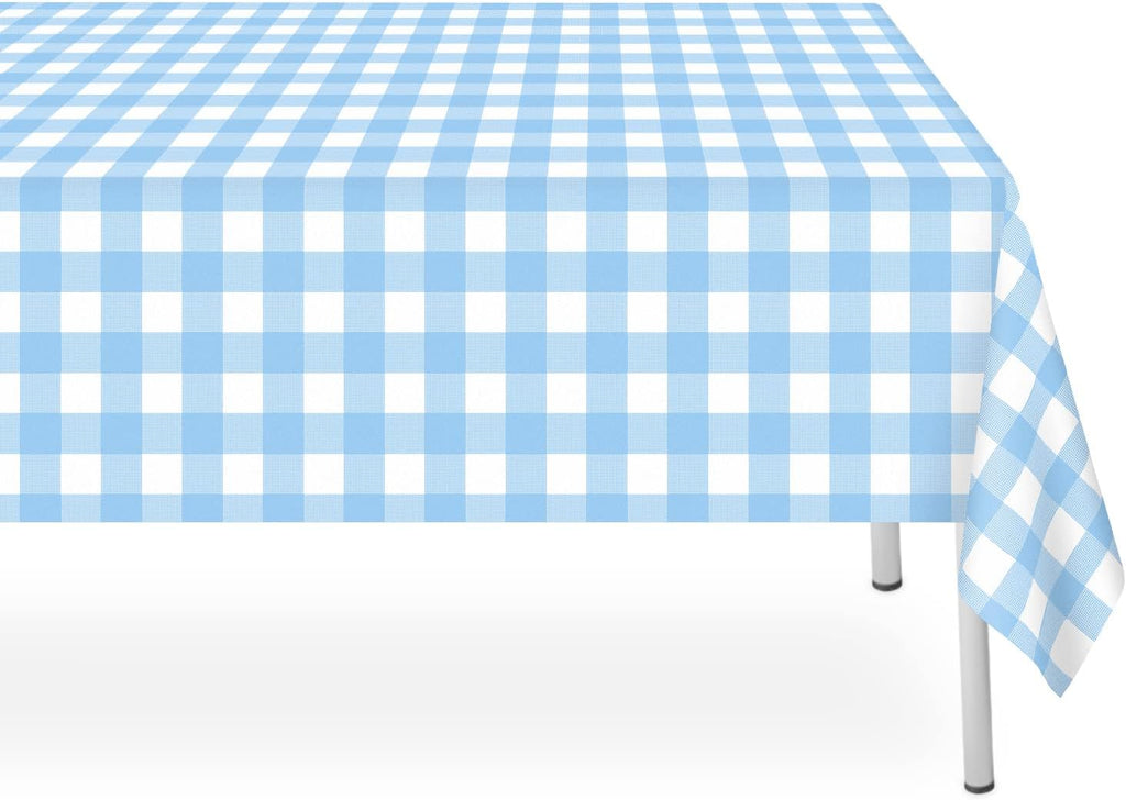 Skiennix Blue Checkered Tablecloth - 6 Pack Disposable Waterproof Gingham | 54 x 108 Inch for Parties & Picnics