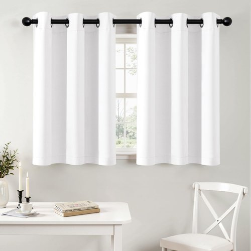MIULEE Short Curtains - Thermal Insulated Pure White Half Window Drapes | 2 Panels 40" x 36" for Kitchen & Bathroom