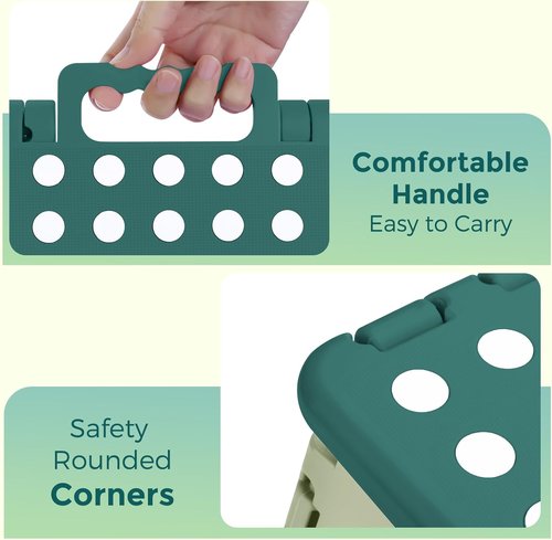 ACKO Folding Step Stool - Sturdy 13 Inch Collapsible Design | Supports Up to 300 lbs, Non-Slip, Lightweight, Green