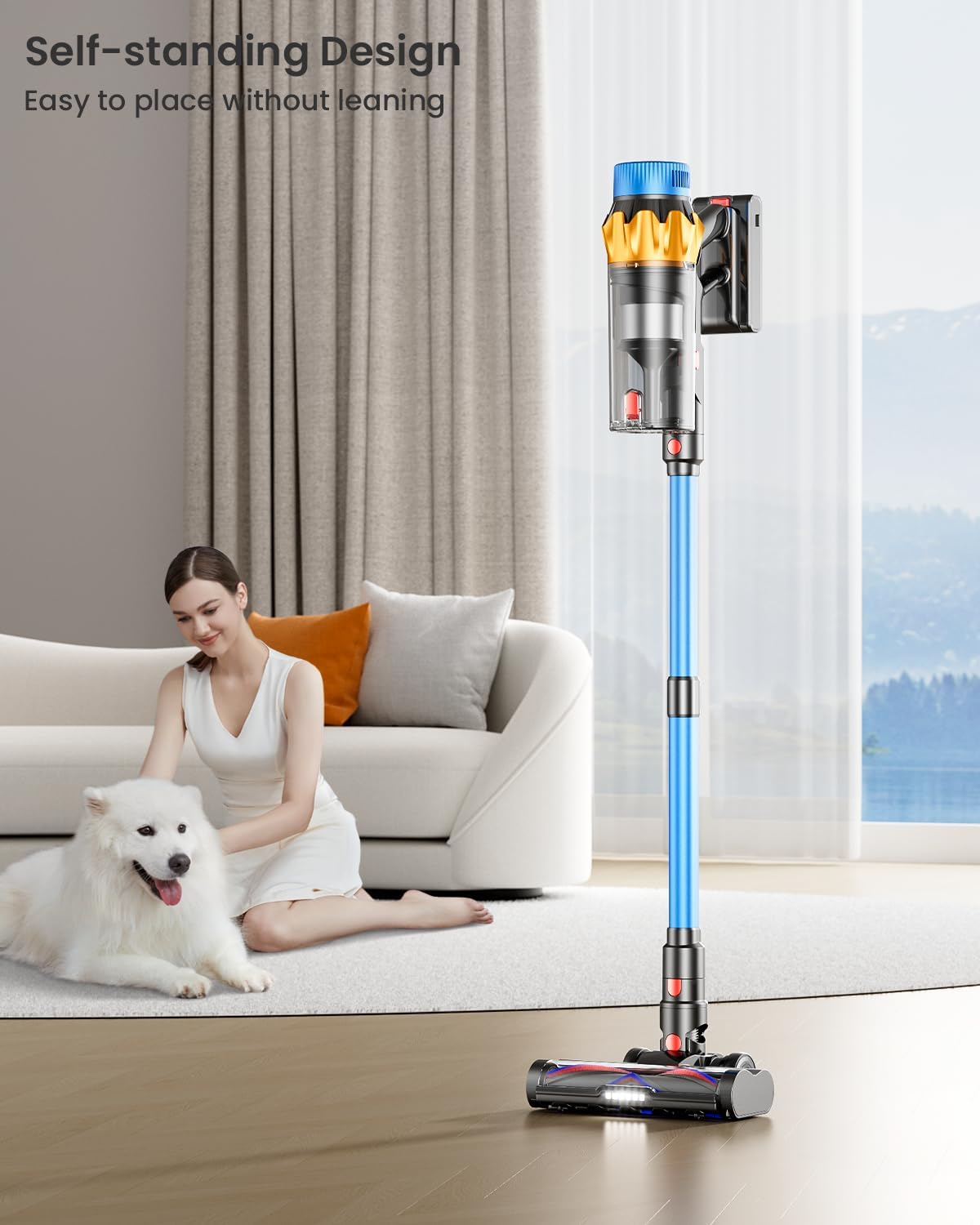 Skiennix Cordless Vacuum Cleaner - 650W, 55KPA Suction Power, 70 Minutes Runtime | Lightweight & Self-Standing for Home, Carpet & Pet Hair