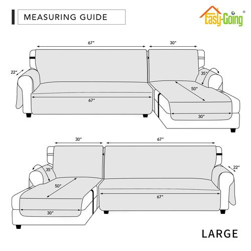 Easy-Going Waterproof Sectional Couch Covers with Chaise 2-Piece Non Slip L Shape Sofa Cover for Dogs Leakproof Furniture Protector Cover with Adjustable Strap for Pets (Large, Dark Gray)