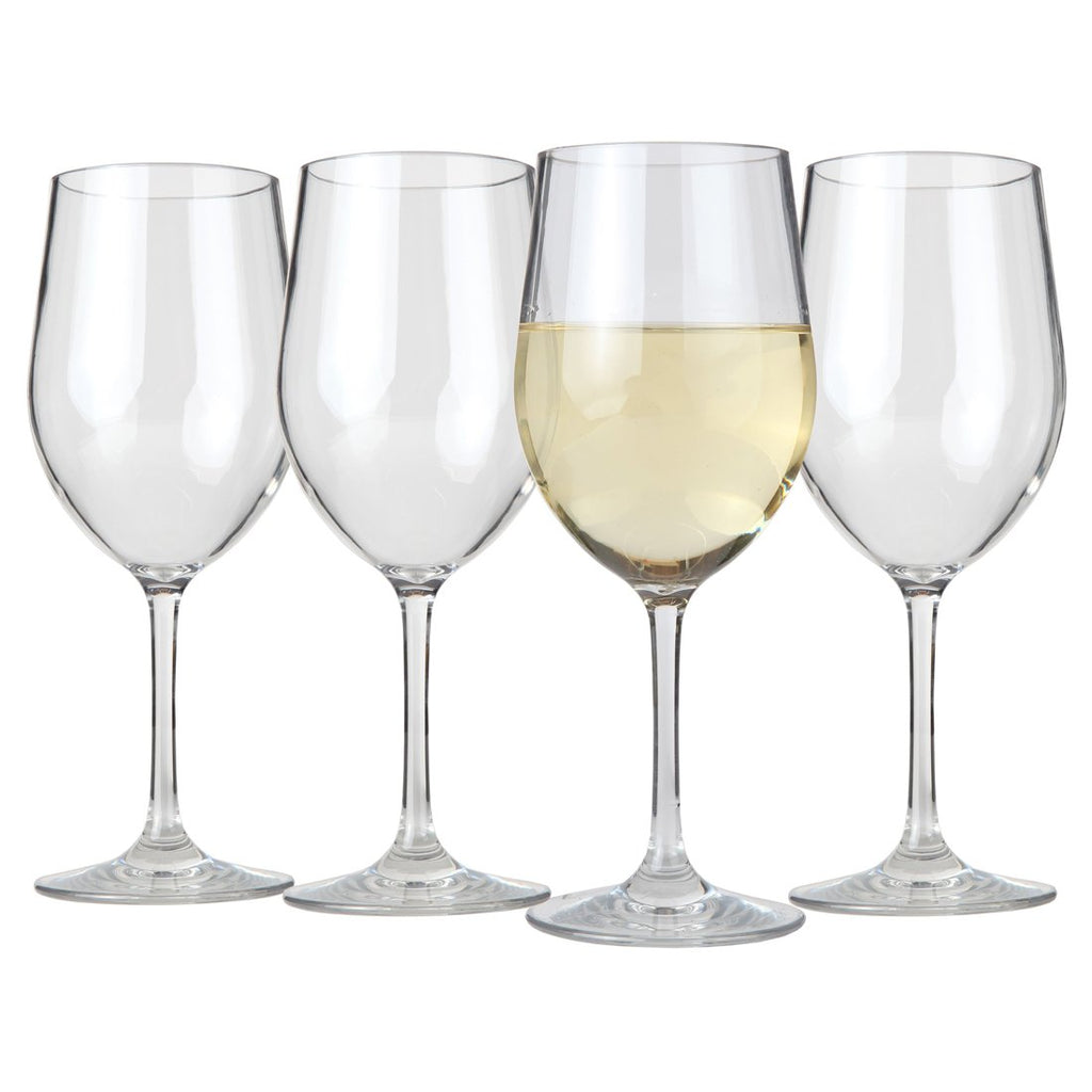 Lily's Home Unbreakable Chardonnay Wine Glasses, Made of Shatterproof Plastic and Ideal for Indoor and Outdoor Use, Reusable 12oz. Set of 4