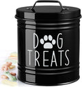 OUTNILI Dog Treat Container - Airtight 6.6" Tall X 6" Round Black Jar for Kitchen Storage | Rustic Canister for Pets